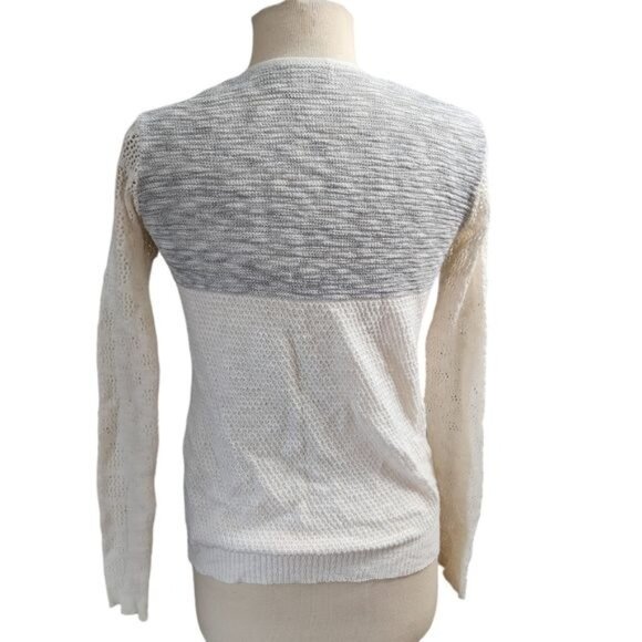 Closet Space Large Gray White Stretch Open Front Cardigan Sweater - Picture 5 of 6